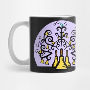 Three Handbells Tree Of Music Purple Circle Mug